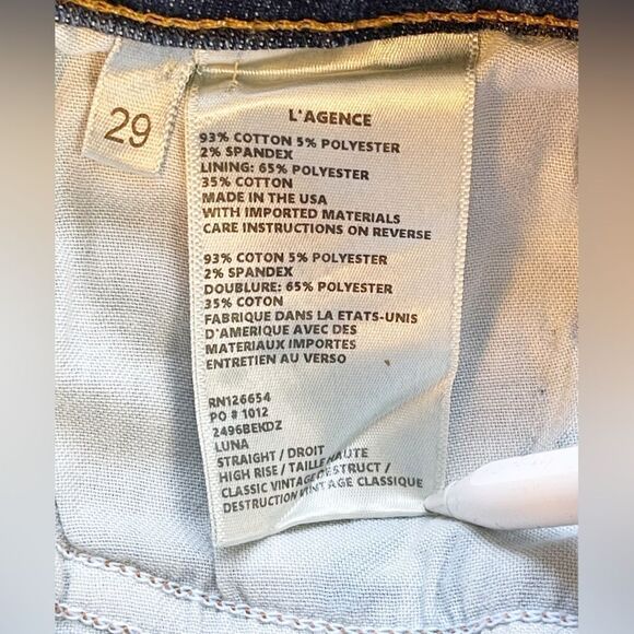 L'AGENCE Luna Chain Detail Ripped Skinny Jeans 29. New - Picture 11 of 12